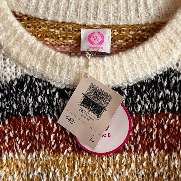 New with tags Wanna B sweater size Large L women’s stripe - Picture 3 of 5